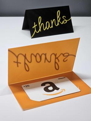 "thanks" Gift Card Holder Folded Card 3"x5" | Thank you card | Greeting card | Appreciation / Tip