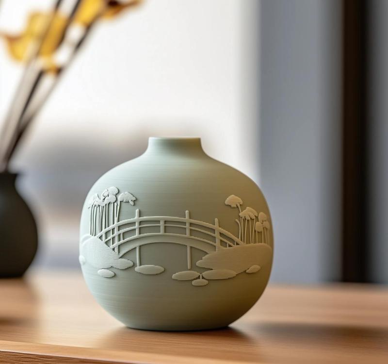 Japanese Bridge Vase - Serene 3D Printed Decor