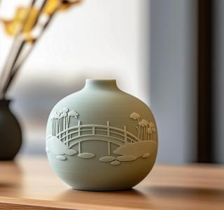 Japanese Bridge Vase - Serene 3D Printed Decor