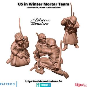 US in Winter Mortar Team - 28mm