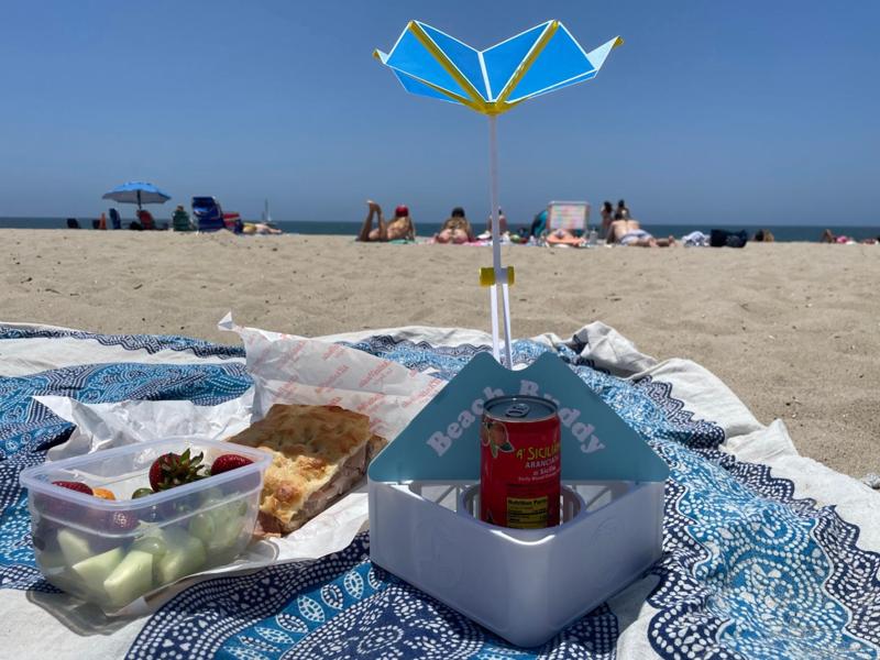 Beach Buddy ~ Drink/Item Caddy w/ Folding Umbrella