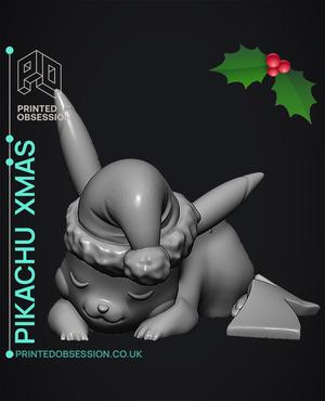 Pikachu Sleeping xmas - Pokemon - Fan Art