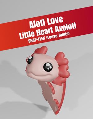 Alotl Love, Little Heart Axolotl - Articulated Snap-Flex Fidget Toy (Loose Joints)