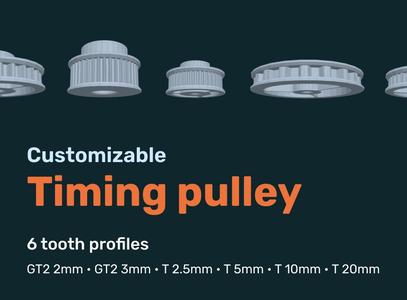 Customizable timing Pulley - 6 tooth profiles