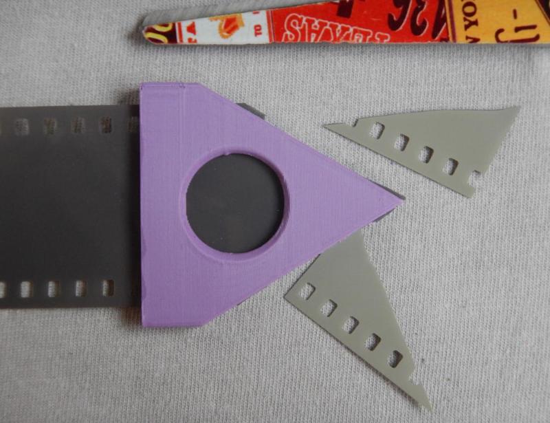 Schablone für Filmende; Template for film end; film trimmer