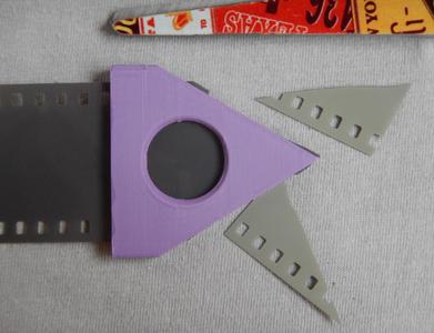 Schablone für Filmende; Template for film end; film trimmer