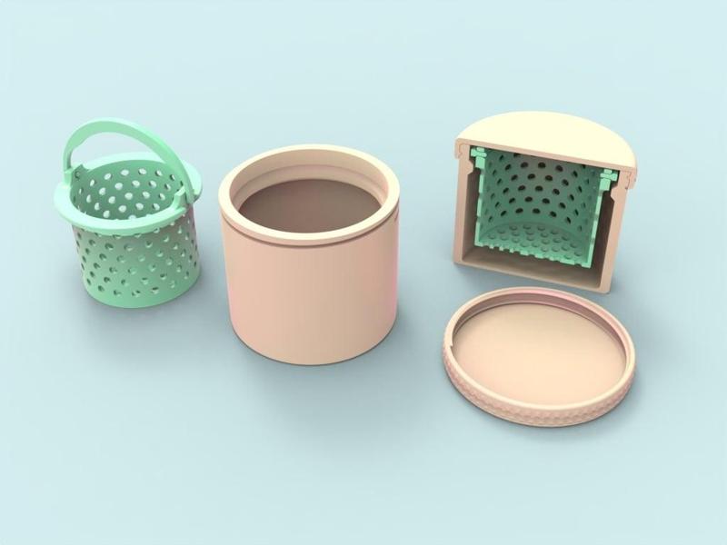 round container with basket