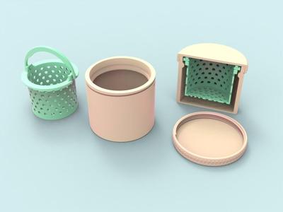 round container with basket