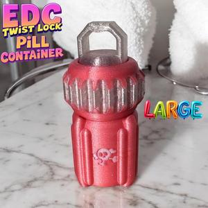 Standard Size EDC Pill Container – Click-Lock Lid & Skull Icon