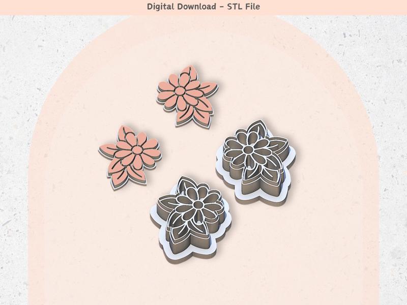 Flower Clay Cutter for Polymer Clay | Floral 15 | Digital STL File | Clay Tools | 5 Sizes