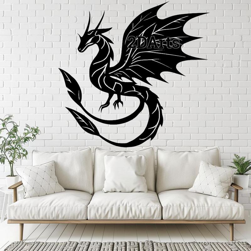 Leaf Dragon 2D Wall Art/Window Art - Digital STL & SVG File for 3D Printing or Laser Cutting
