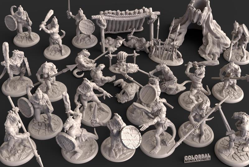 Lizardfolk Swamp Camp Mega Pack PRE-SUPPORTED