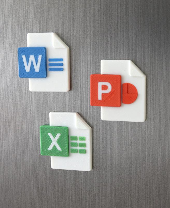 Microsoft Office Fridge Magnets - Excel Word Powerpoint