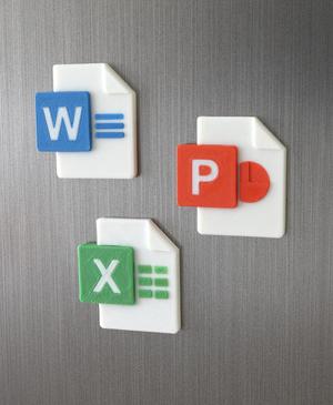 Microsoft Office Fridge Magnets - Excel Word Powerpoint
