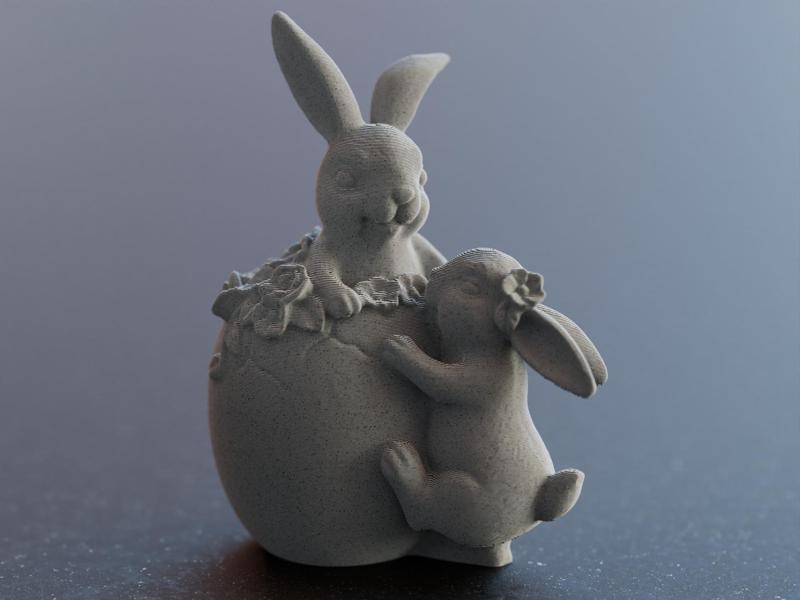 Cute easter bunny in easter Egg