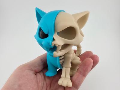 Half Cat Half Skeleton – Spooky & Stylized Feline
