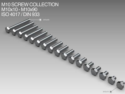 M10 Screw Collection M10x10-M10x90 ISO 4017 / DIN 933