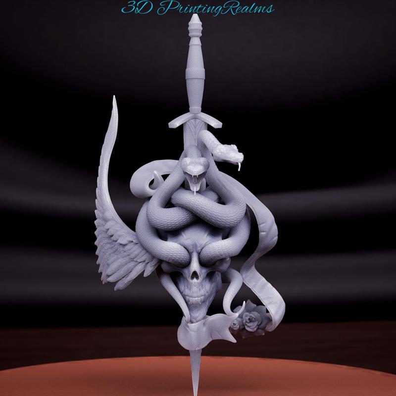 Skull dagger and snakes