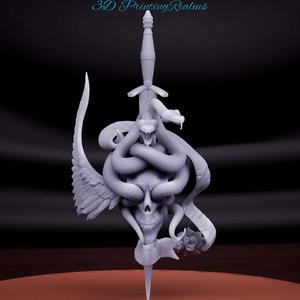Skull dagger and snakes