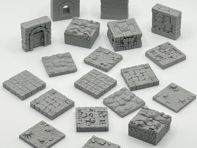 DnD Miniature Terrain Tile Floor and Wall Set