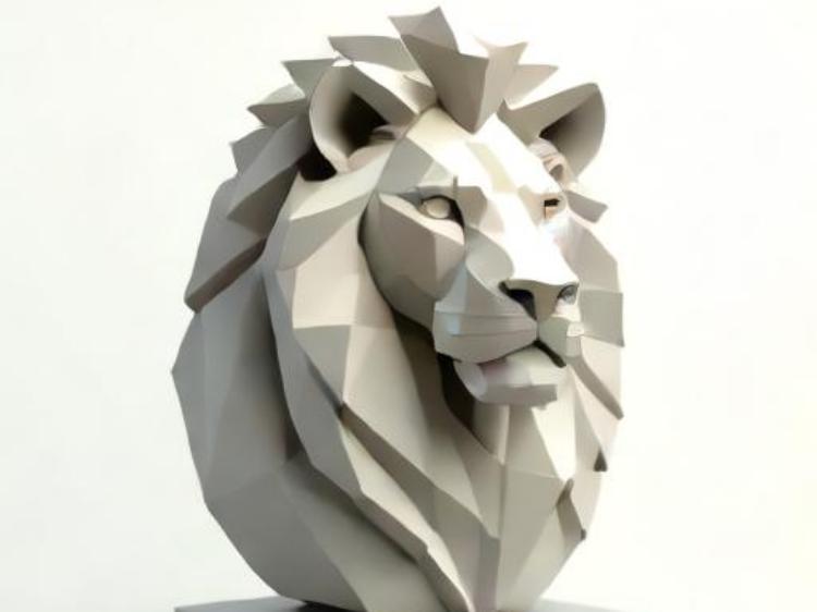 Lion Sculpture - Low poly modern art