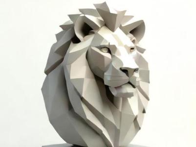 Lion Sculpture - Low poly modern art