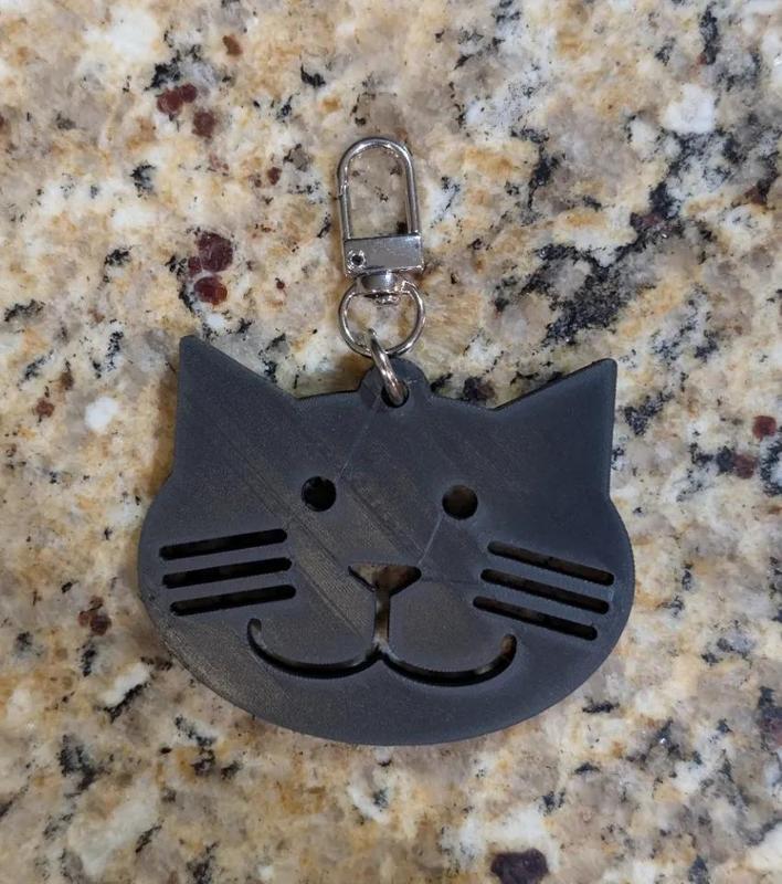 Cat Face Bag Charm/Keychain And Leather Pattern   