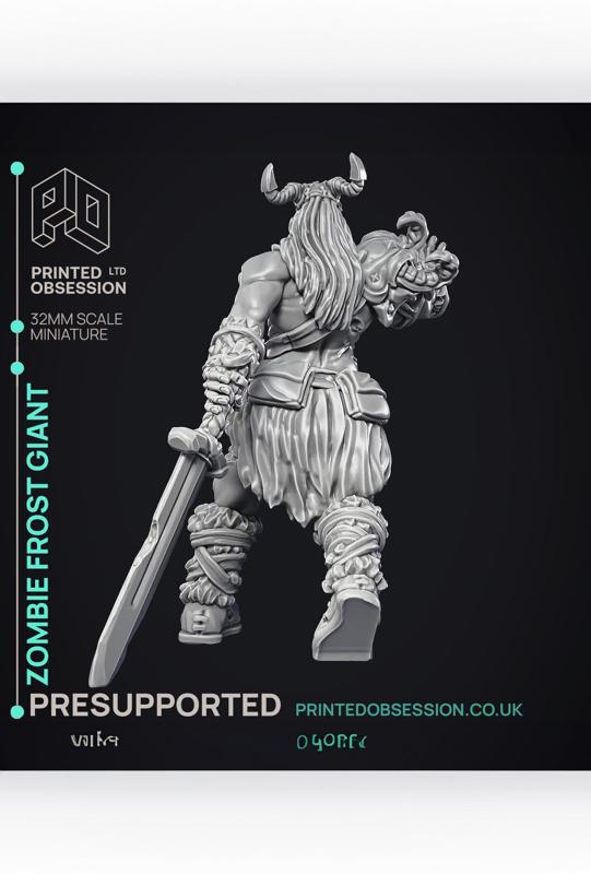 Zombie Frost Giant - Giant - PRESUPPORTED - 32mm Scale 