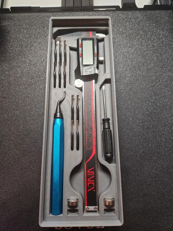 Gridfinity Bin - Calipers and Deburring Tool Holder | 2x6, magnet, stackable