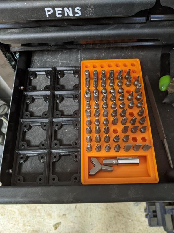 Gridfinity 4x2 Hex Bit Storage with Tray