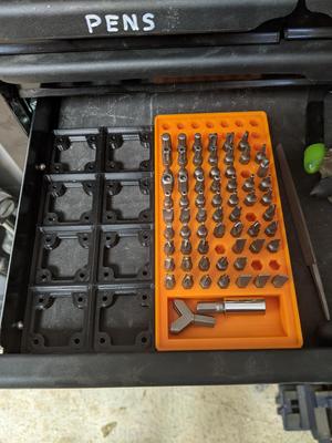 Gridfinity 4x2 Hex Bit Storage with Tray