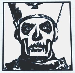 Ghost's Papa I Emeritus woodcut-style portrait