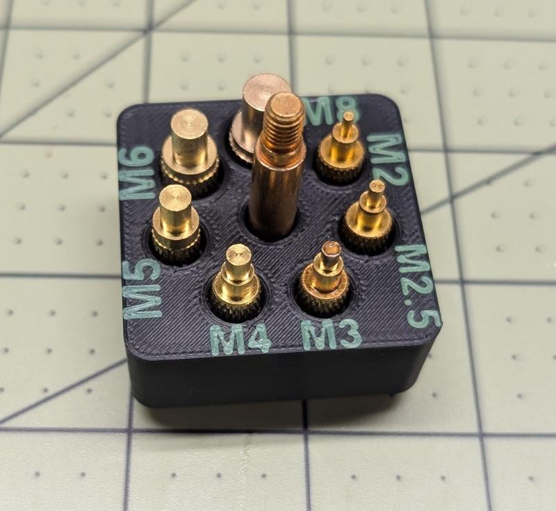 Gridfinity heat-set insert tip holder - resized