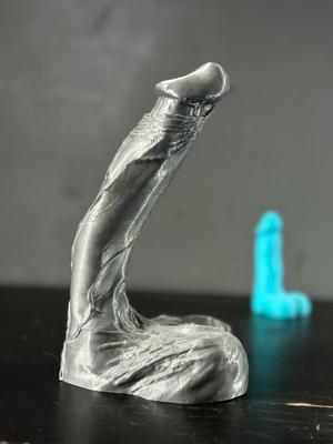 Thin long and curved penis
