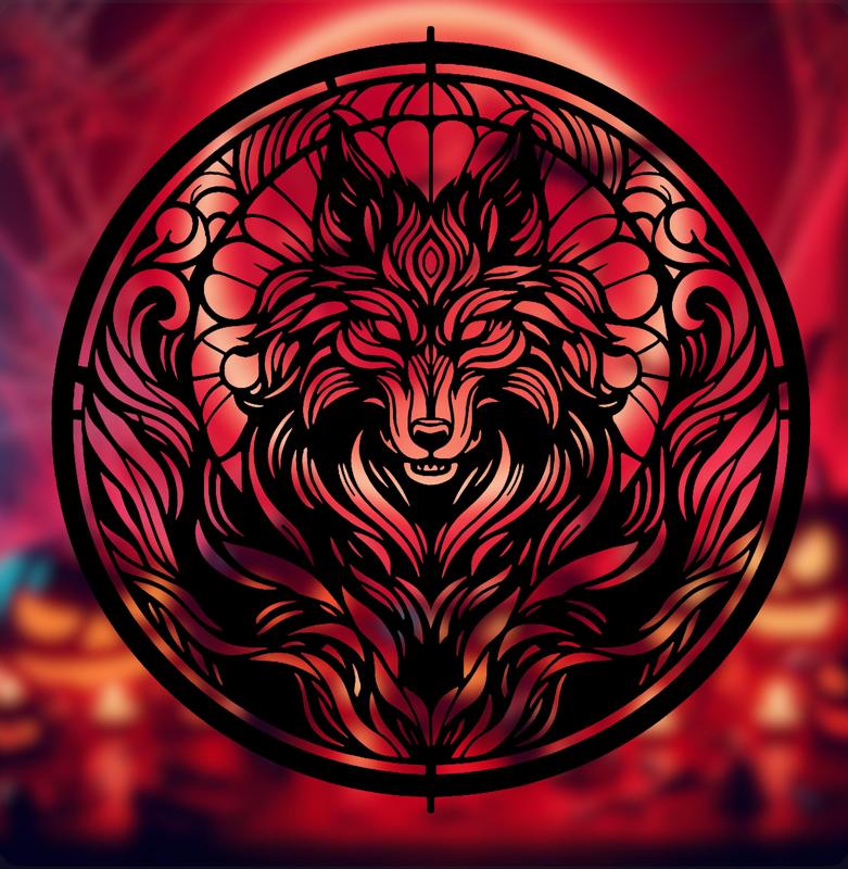 Spooky Halloween 2024 Series – Werewolf Stained Glass Style (2D Geometric Wall Art)