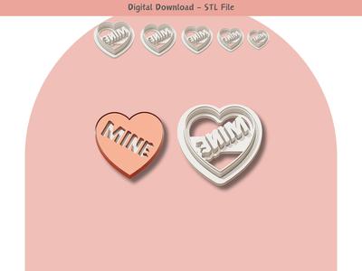 Valentine Heart Mine Clay Cutter for Polymer Clay | Digital STL File | Clay Tools | 5 Sizes
