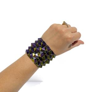 Hexagon pyramid cuff - snaps and strap version