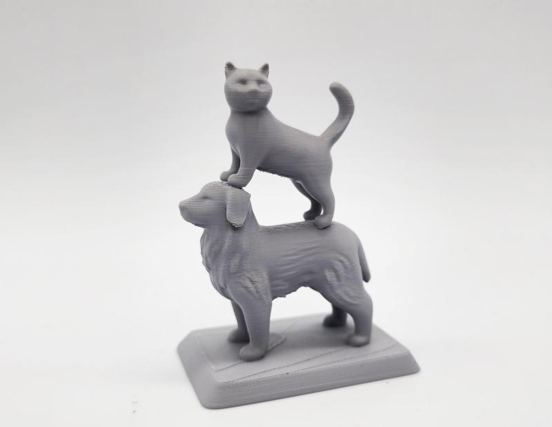 Cat Standing on a Dog Figure