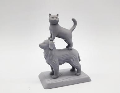 Cat Standing on a Dog Figure