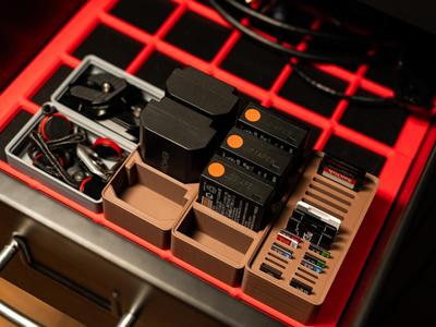 Gridfinity Sony and Fuji Camera Battery Storage