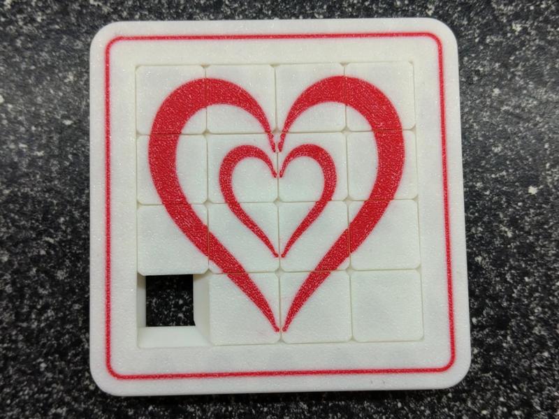 Double Sided Love Heart Sliding Blocks Puzzle