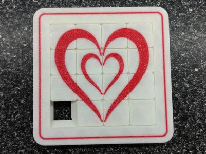 Double Sided Love Heart Sliding Blocks Puzzle