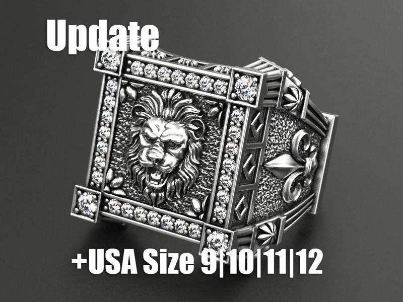 Ring with Lion and heraldic lilies veni vidi vici