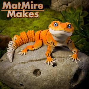 Leopard Gecko Articulated Toy, Print-In-Place Body, Snap-Fit Head, Cute Flexi