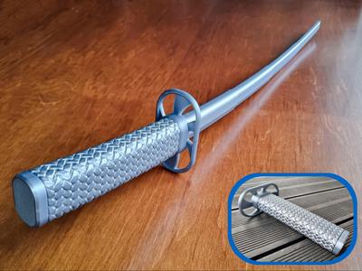 Silver Knitted Katana (no support, print in place)
