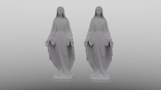 3D printable figurine of Virgin Mary standing on a globe
