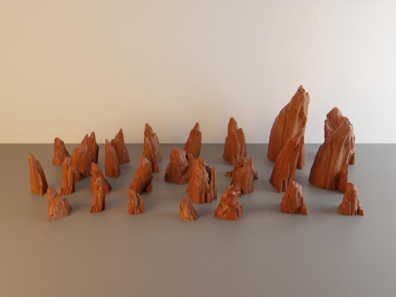 Scatter rocks collection terrain pieces