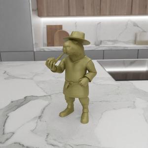 3D Cute Capybara with Pipe Figure with 3D Stl Files & 3D Printing, Capybara Art, 3D Figure Print, Capybara Gift, 3D Printed, Capybara Print